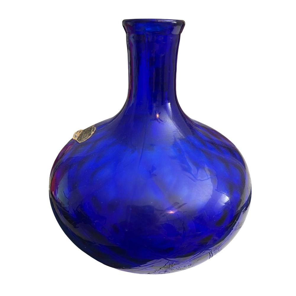 Luminaria Rossina Genuine Empoli Glass Cobalt Blue Diamond Art Vase - Picture 2 of 6